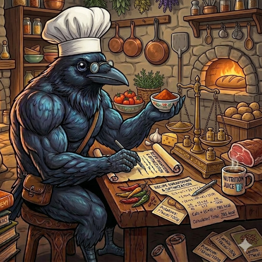 Recipe Raven recipe nutrition analyzer illustration